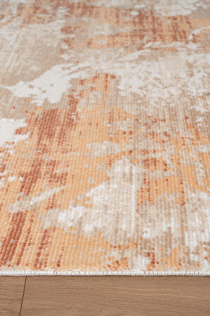 İndigo ID008T Beyaz Kahve Modern Desen Akrilik İplik Tozuaz Pamuk Taban Salon Mutfak Halısı