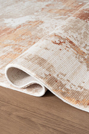 İndigo ID008T Beyaz Kahve Modern Desen Akrilik İplik Tozuaz Pamuk Taban Salon Mutfak Halısı