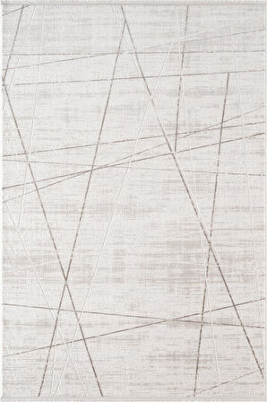 İndigo ID009G Krem Modern Desen Akrilik İplik Tozuaz Pamuk Taban Salon Mutfak Halısı