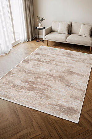 İndigo ID010K Bej Kahverengi Modern Desen Akrilik İplik Tozuaz Pamuk Taban Salon Mutfak Halısı