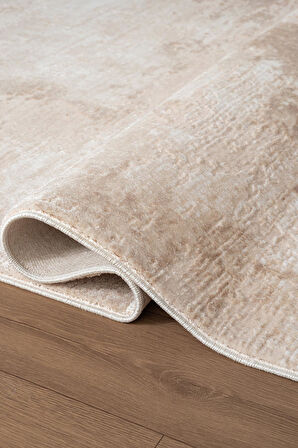 İndigo ID010K Bej Kahverengi Modern Desen Akrilik İplik Tozuaz Pamuk Taban Salon Mutfak Halısı