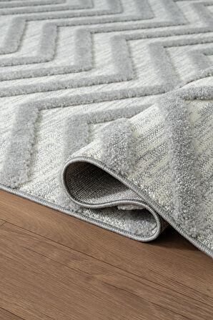 Loop LP023G Gri Halı Dekoratif Sisal Yumuşak Bukleli Tozsuz Salon Halısı Yatak Odası Iskandinav