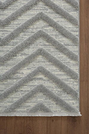 Loop LP023G Gri Halı Dekoratif Sisal Yumuşak Bukleli Tozsuz Salon Halısı Yatak Odası Iskandinav