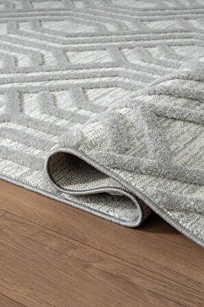 Loop LP024G Gri Halı Dekoratif Sisal Yumuşak Bukleli Tozsuz Salon Halısı Yatak Odası Iskandinav