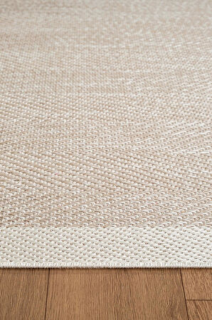 Zeen ZE001B Sisal Bej Beyaz Kolay Temizlenebilir Makinede Yıkanabilir Mutfak Halısı Pamuk Taban