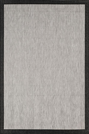 Zeen ZE001G Sisal Gri Siyah Kolay Temizlenebilir Makinede Yıkanabilir Mutfak Halısı Pamuk Taban