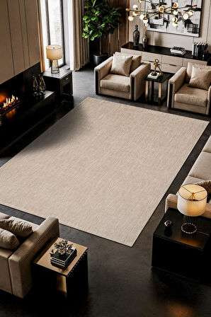 Zeen ZE002B Sisal Bej Kolay Temizlenebilir Makinede Yıkanabilir Mutfak Halısı Pamuk Taban