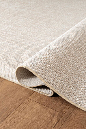 Zeen ZE002B Sisal Bej Kolay Temizlenebilir Makinede Yıkanabilir Mutfak Halısı Pamuk Taban