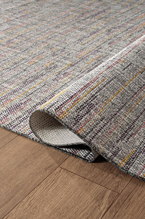 Zeen ZE003R Sisal Gri Kolay Temizlenebilir Makinede Yıkanabilir Mutfak Halısı Pamuk Taban