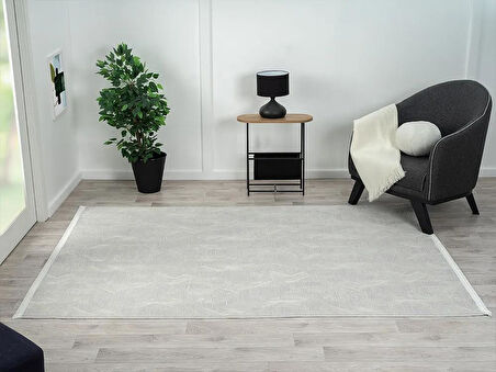 Best 111 Gri Halı Spor Desen Ince Parlak Makinada Yıkanabilir Antialerjik Modern Salon Halısı