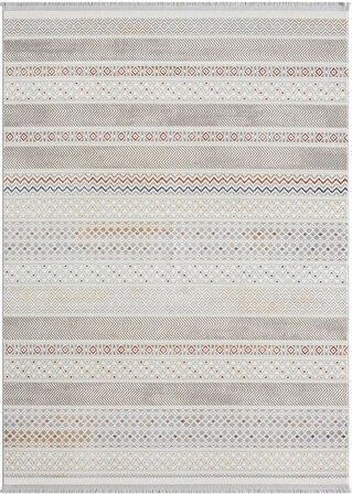Lotus 8571 Gri Halı Renkli Kilim Desenli Modern İnce Akrilik Tozuaz Salon Oturma Odası Halısı