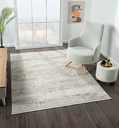 Lotus 8574  Gri Halı Renkli Detaylı Modern İnce Akrilik Tozuaz Salon Halısı Yatak Odası Koridor