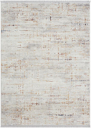 Lotus 8574  Gri Halı Renkli Detaylı Modern İnce Akrilik Tozuaz Salon Halısı Yatak Odası Koridor