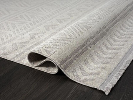 Lotus 8575 Gri Halı iskandinav Desenli Modern İnce Akrilik Tozuaz Salon Halısı Yatak Odası Koridor