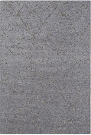 Lenda Ld005A Antrasit Kilim Gold Detaylı Ince Antialerjik Kaymaz Taban Makinede Yıkanabilir Halı