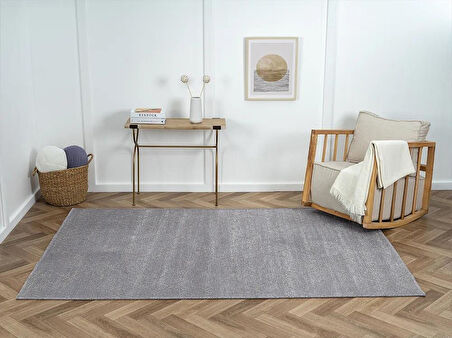 Lenda Ld005A Antrasit Kilim Gold Detaylı Ince Antialerjik Kaymaz Taban Makinede Yıkanabilir Halı