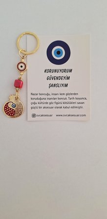 Yeni Yıl Hediyesi Nazar Boncuklu Bolluk Bereket Nar Anahtarlık 10 cm - Yılbaşı Hediyesi