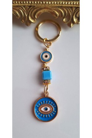 Hediyelik Nazar Boncuklu Mavi Anahtarlık 10,5 cm