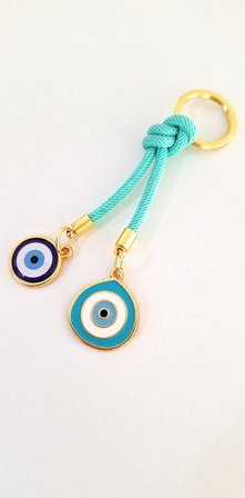 Hediyelik Nazar Boncuklu Damla Model İpli Anahtarlık - Yeşil