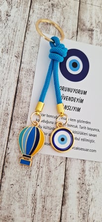 Hediyelik Özgürlük Simgesi Balon İpli Anahtarlık - Mavi