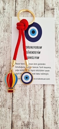 Hediyelik Özgürlük Simgesi Balon İpli Anahtarlık - Kırmızı