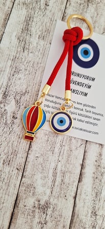 Hediyelik Özgürlük Simgesi Balon İpli Anahtarlık - Kırmızı