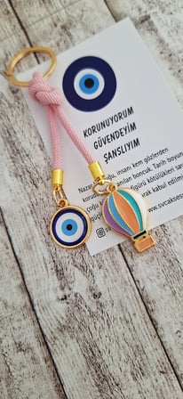 Hediyelik Özgürlük Simgesi Balon İpli Anahtarlık - Pembe