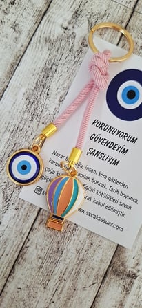 Hediyelik Özgürlük Simgesi Balon İpli Anahtarlık - Pembe
