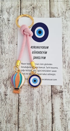 Hediyelik Özgürlük Simgesi Balon İpli Anahtarlık - Pembe