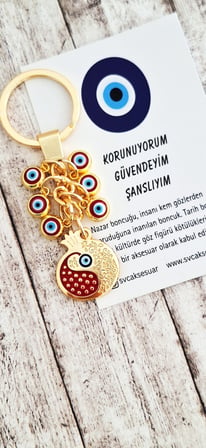 Hediyelik Çoklu Nazar boncuklu Bolluk Bereket Nar Anahtarlık