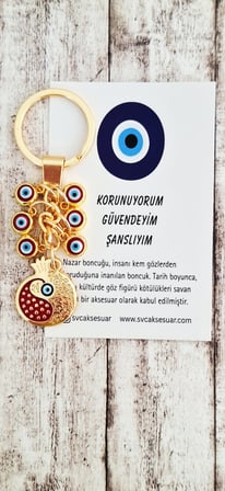 Hediyelik Çoklu Nazar boncuklu Bolluk Bereket Nar Anahtarlık