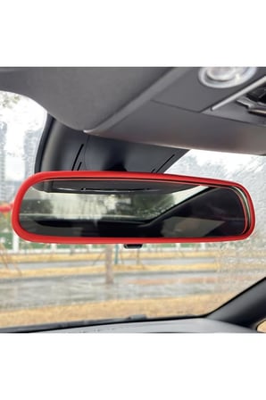 Araç İçi Düzenleyici Aksesuar Seti 3 Parça Şeffaf Ön Cam Kartlık+ Kırmızı Dikiz Aynası Kılıfı+Yan Kapı Organizeri Bardaklık