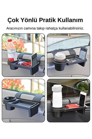Araç İçi Düzenleyici Aksesuar Seti 3 Parça Şeffaf Ön Cam Kartlık+ Kırmızı Dikiz Aynası Kılıfı+Yan Kapı Organizeri Bardaklık