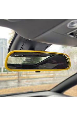 Araç İçi Düzenleyici Aksesuar Seti 3 Parça Şeffaf Ön Cam Kartlık+ Sarı Dikiz Aynası Kılıfı+Yan Kapı Organizeri Bardaklık