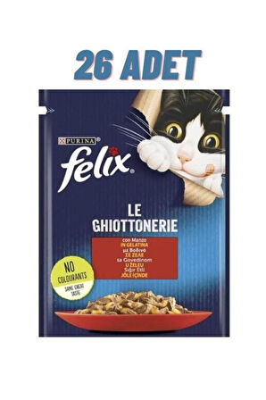 Felix Sığır Etli Yetişkin Kedi Konservesi Pouch 26x85 Gr