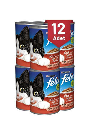 Felix Sığır Etli Ve Tavuklu Yetişkin Kedi Konservesi 400 Gr x 12