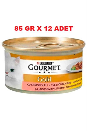 Gourmet Parça Etli Soslu Somon Tavuk 85 Gr X 12