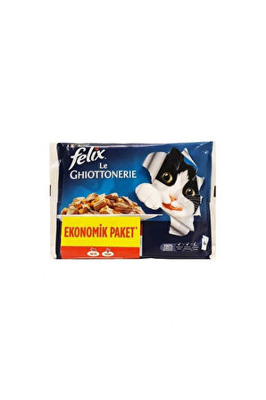 Felix Kedi Maması Sığır Etli & Tavuklu Ekonomik Paket (4x85gr) X 12 Adet