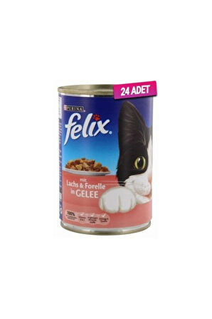 24 Adet - Felix Somonlu Ve Alabalıklı Konserve Kedi Mamasi 400 gr