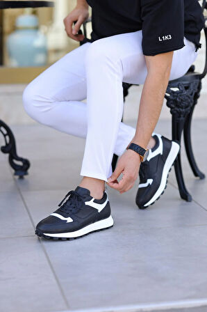 Serhat Özköroğlu-Siyah Erkek Ayakkabı Siyah-Beyaz