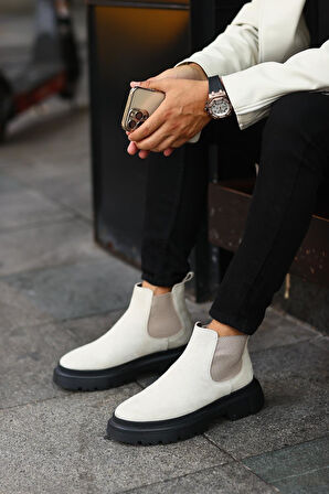 Serhat Özköroğlu - Bej Süet Chelsea Erkek Bot Bej