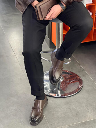 LFR-P1616 FLOTHER ÇİFT TOKALI MERDANE AYAKKABI Kahve