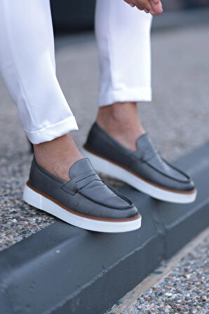 LFR-F083-1 DERI MERDANE AYAKKABI Füme