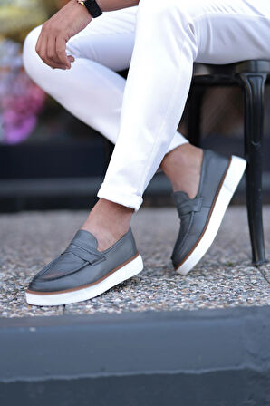 LFR-F083-1 DERI MERDANE AYAKKABI Füme