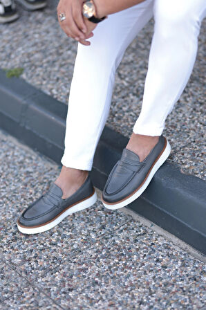 LFR-F083-1 DERI MERDANE AYAKKABI Füme