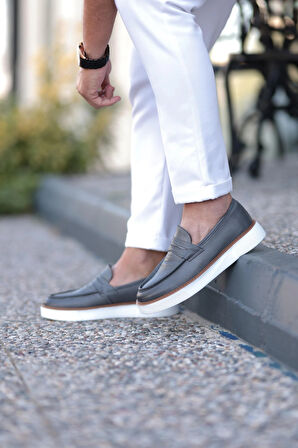 LFR-F083-1 DERI MERDANE AYAKKABI Füme