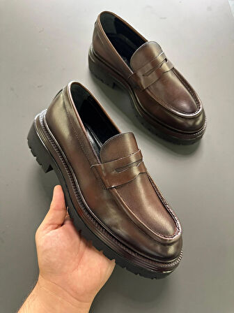 LFR-F083 DERI MERDANE AYAKKABI Kahve