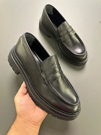 LFR-F083 DERI MERDANE AYAKKABI Siyah