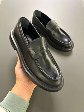 LFR-F083-2 DERI MERDANE AYAKKABI Siyah