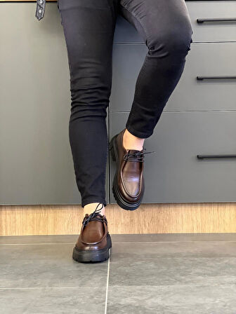 LFR-9009 DERI MERDANE AYAKKABI Kahve